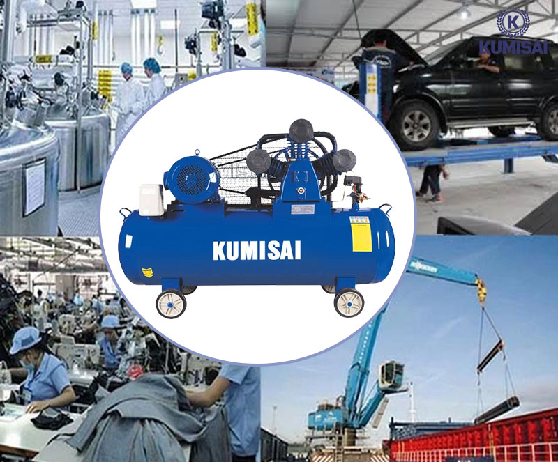 Máy bơm khí nén Kumisai KMS-750500 ứng dụng rộng rãi trong các ngành nghề 