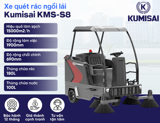 Xe quét rác ngồi lái Kumisai KMS-S8 - 2
