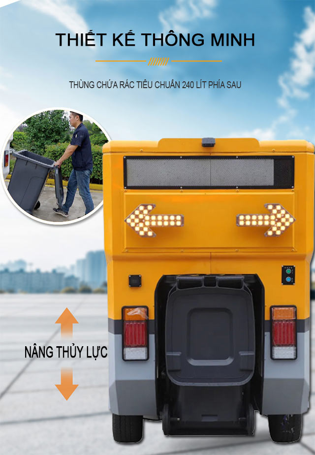 Kumisai KMS 1800 có thùng chứa nước 240 lít và thùng đựng rác 200 lít